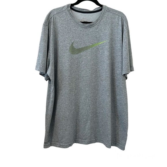 Nike Dri-Fit Gray & Yellow Swoosh Logo Shirt - Picture 1 of 5